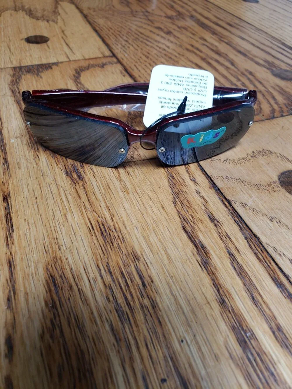 Vintage Kids Rimless Sunglasses Dark Cherry Red Y2K NOS